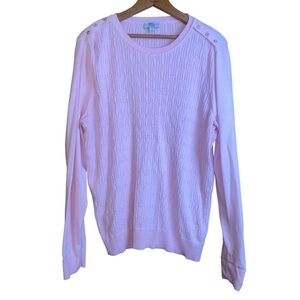 Kim Rogers XL Pink Ribbed cotton Sweater EUC